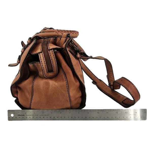 Liebeskind Berlin Satchel Bag Women Medium Brown Leather Crossbody Boho - Picture 10 of 13